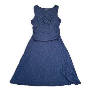 GARNET HILL Y2K Cotton Black Rouche Waist V-Neck Smart Casual Short Dress sz S